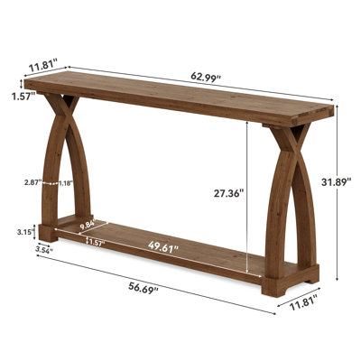 Console en bois massif de 63 po