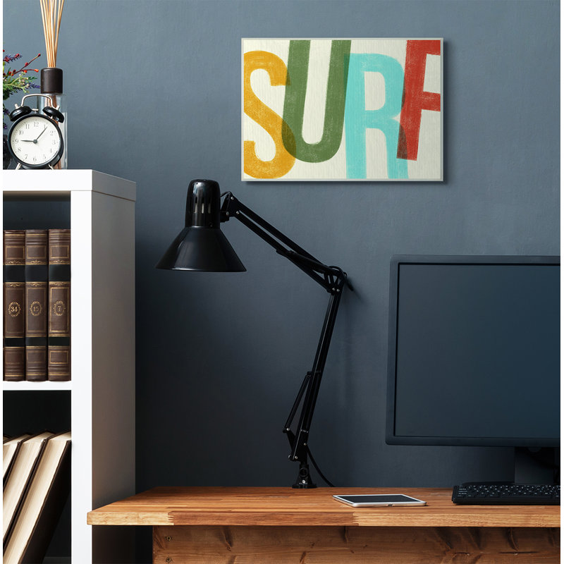 «Surf Print Modern Beach Textured Word Design», art textuel, Plaque murale, H 13 po x l 19 po