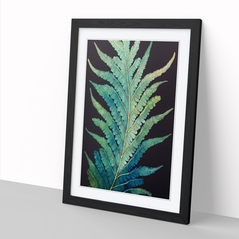 Pretty Fern Leaf - Single Picture Frame Print, 46cm H x 34cm W x 2cm D, Walnut