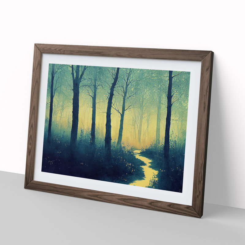Summer Forest Pathway Vol.6 - Single Picture Frame Painting, 46cm H x 64cm W x 2cm D, Walnut