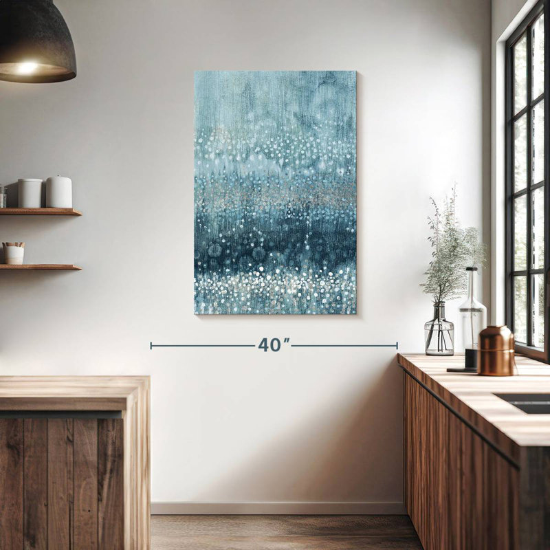Avery Rain Abstract II bleu argenté, H 39 po x l 26 po