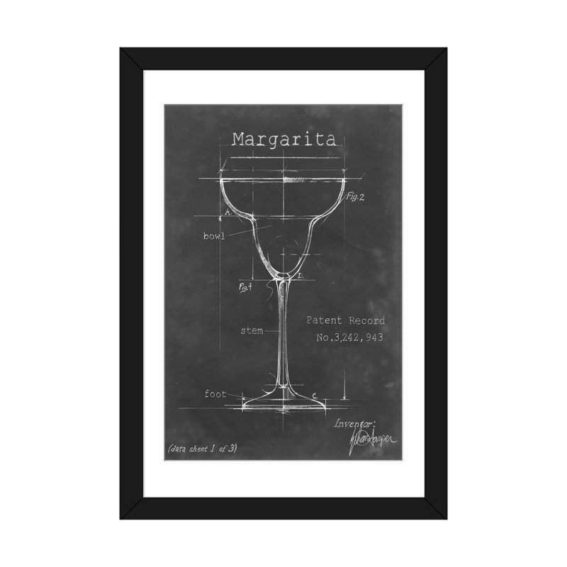 «Barware Blueprint VI», impression sur toile, H 32 po x l 24 po x P 1 po, Cadre noir