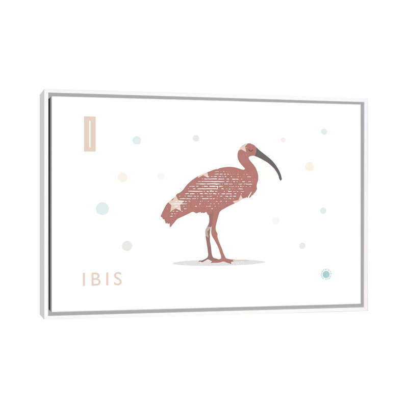 Ibis - impression d'art graphique, H 40 po x l 60 po x 1,5 po, Toile blanche encadrée, Pas de tapis