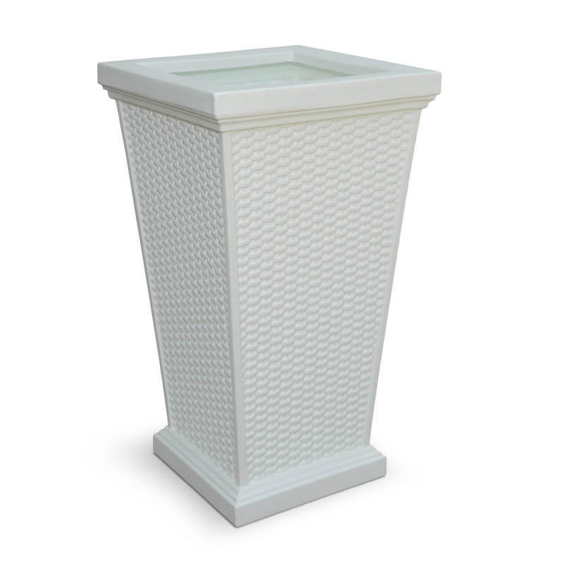 Wellington White Tall Polyethylene Wicker Planter