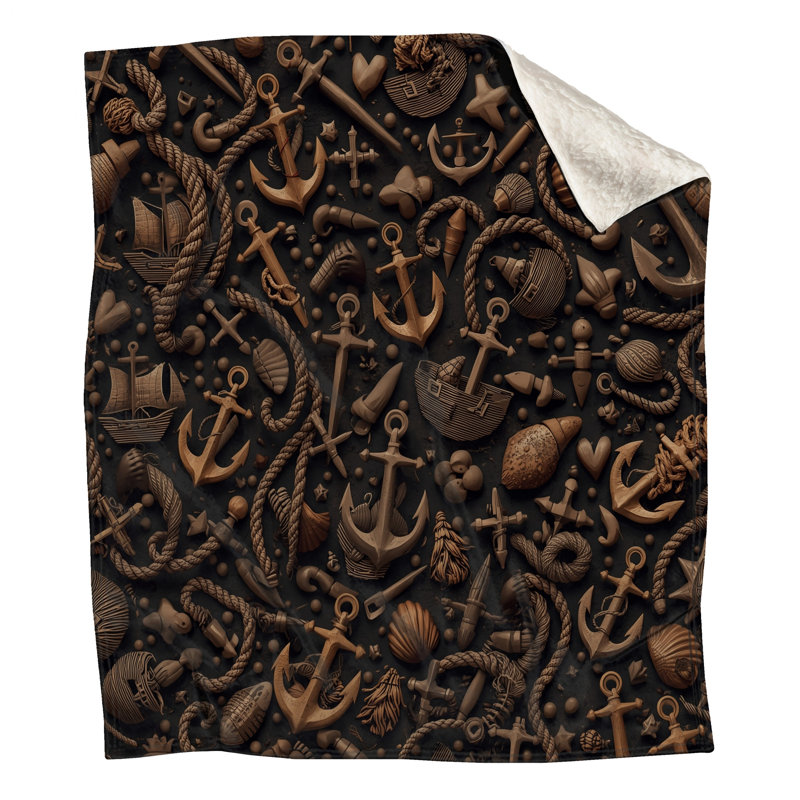 Nautical Anchors Ropes Blankets, 60in W x 80in H