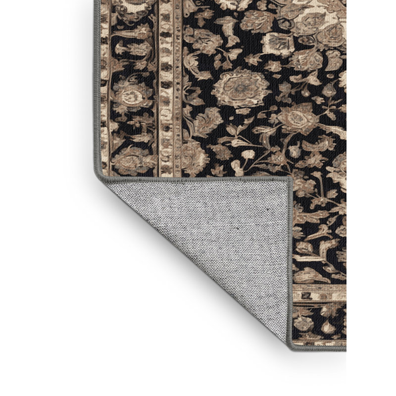 Tapis persan gris lavable à la machine, Carré 3 pi