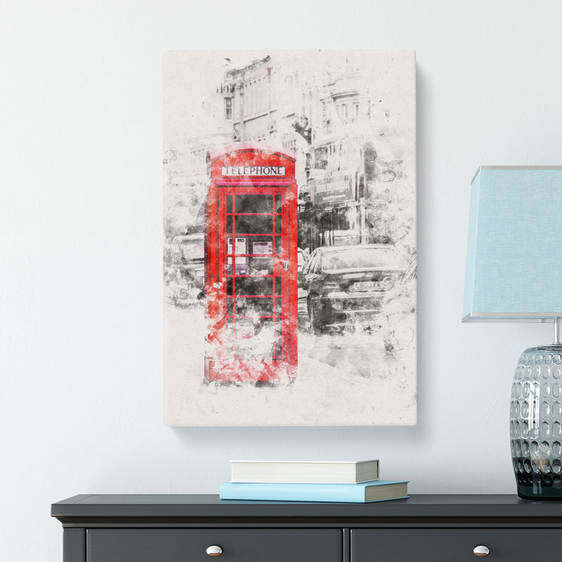 A Red Telephone Box - Wrapped Canvas, 60cm H x 40cm W x 4cm D