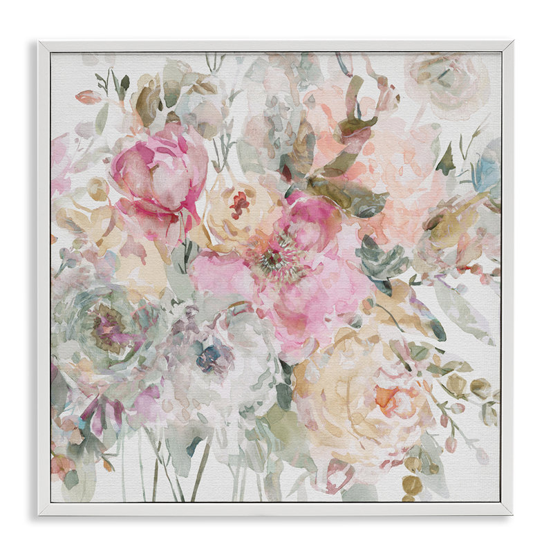 Giclée encadrée de pétales romantiques romantiques, design par Carol Robinson, Encadrement giclée blanc côtier
