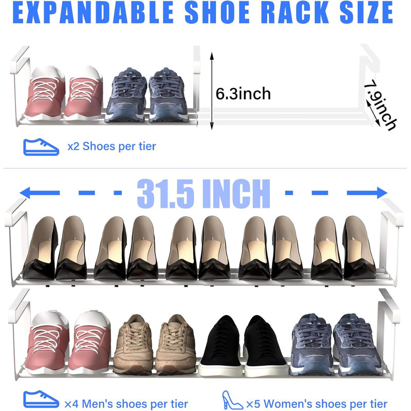 Organisateur de chaussures extensible et suspendu pour solution de rangement rétractable