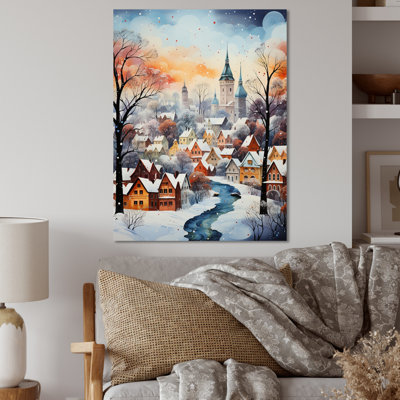 Winter Village In 1950 - Paysages, art mural en métal, salon