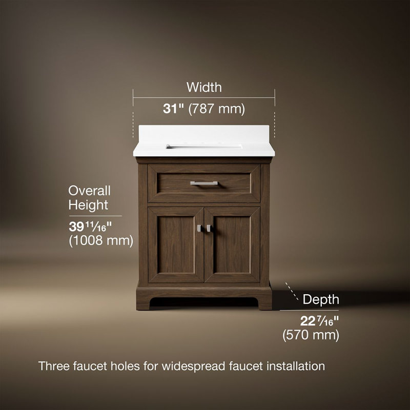 Meuble-lavabo avec lavabo et plateau en quartz Charlemont, 30"