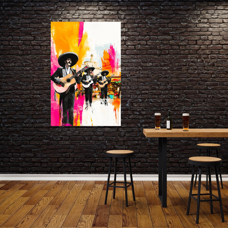 Vibrant Mariachi Street Music Colorful Traditional Vibrant City Wall Art Print 1 Piece Wrapped Canvas Wall Art