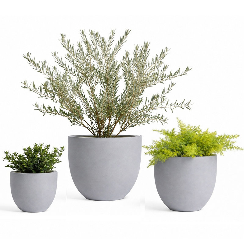 Dorlis Handmade Pot Planter, 15" H x 18" W x 18" D, Gray