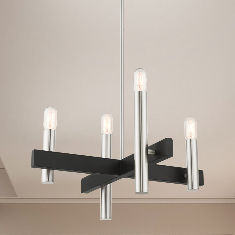 Lustre linéaire moderne à 4 lumières Shelby, Nickel brossé