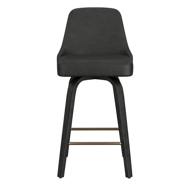 Tabouret de comptoir pivotant 26 po Gail, ensemble de 2, gris anthracite et noir