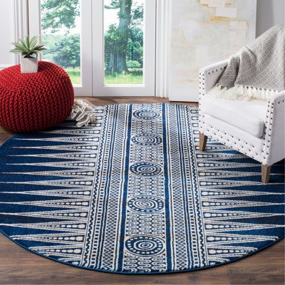 Tapis géométrique bleu royal / ivoire Allard