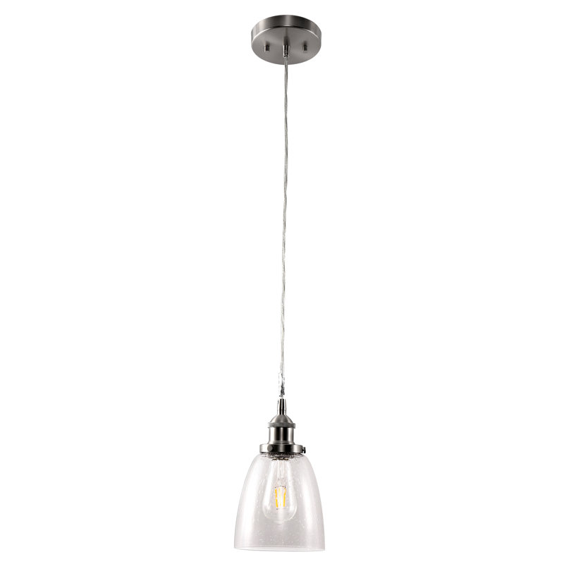 Luminaire suspendu en verre argenté 1 lumière