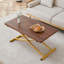 Table élévatrice multifonctionnelle moderne avec plateau en panneau de fibres à densité moyenne de 0,8 po d'épaisseur et pieds en métal doré - Bureau texturé noyer-129449653