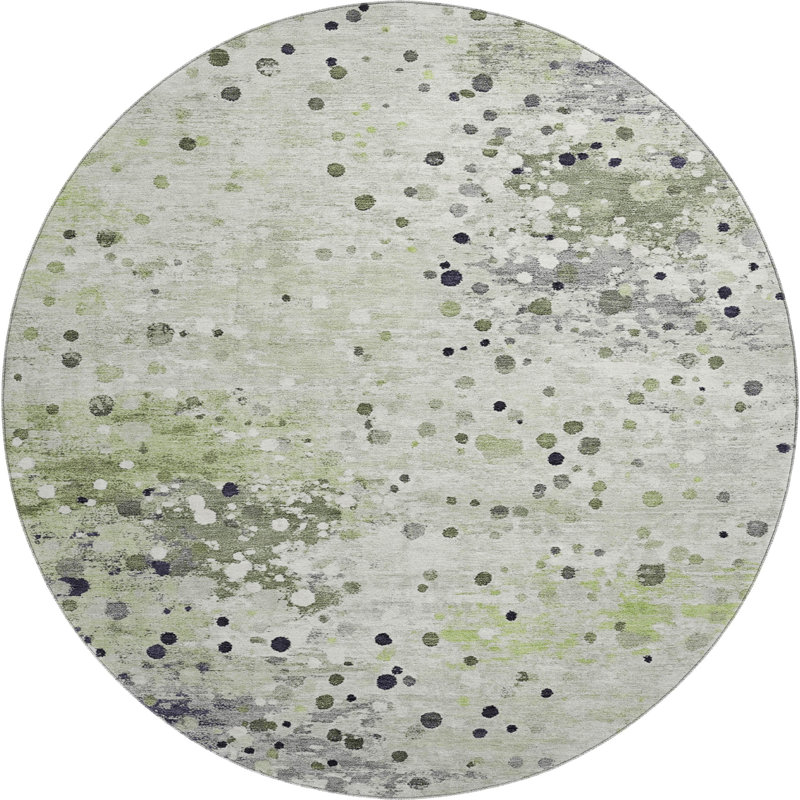 Premium Machine Washable Ansley Abstract Rug, Round 8'