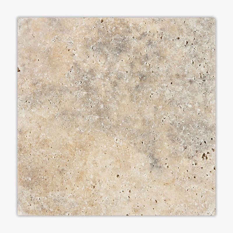 Scabos Tumbled 4x4 Travertine Tile, Beige