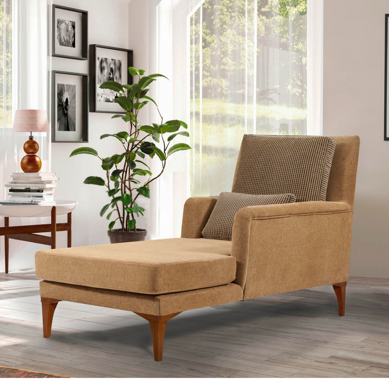 Chaise longue rembourrée Yaphank, Polyester moutarde 100 %