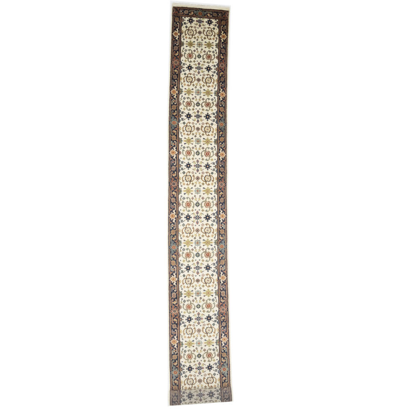 Tapis de couloir oriental crème Tribal, Tapis de couloir 2 pi 6 po x 23 pi 3 po