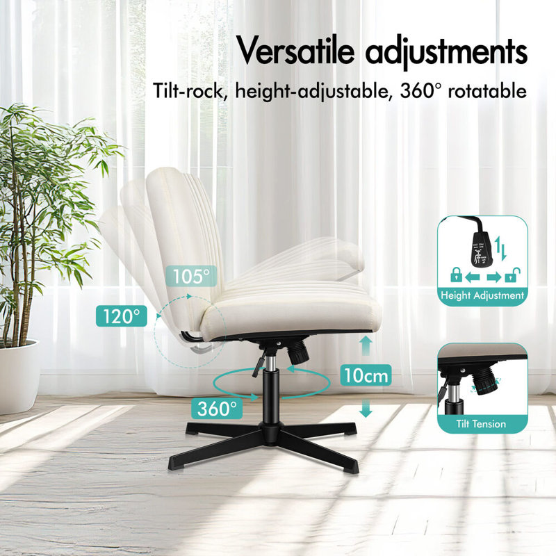 Office Chair with Ottoman, White