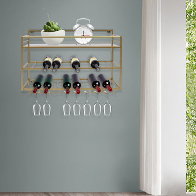 Helbonia Wall Mounted Wine Bottle & Glass Rack