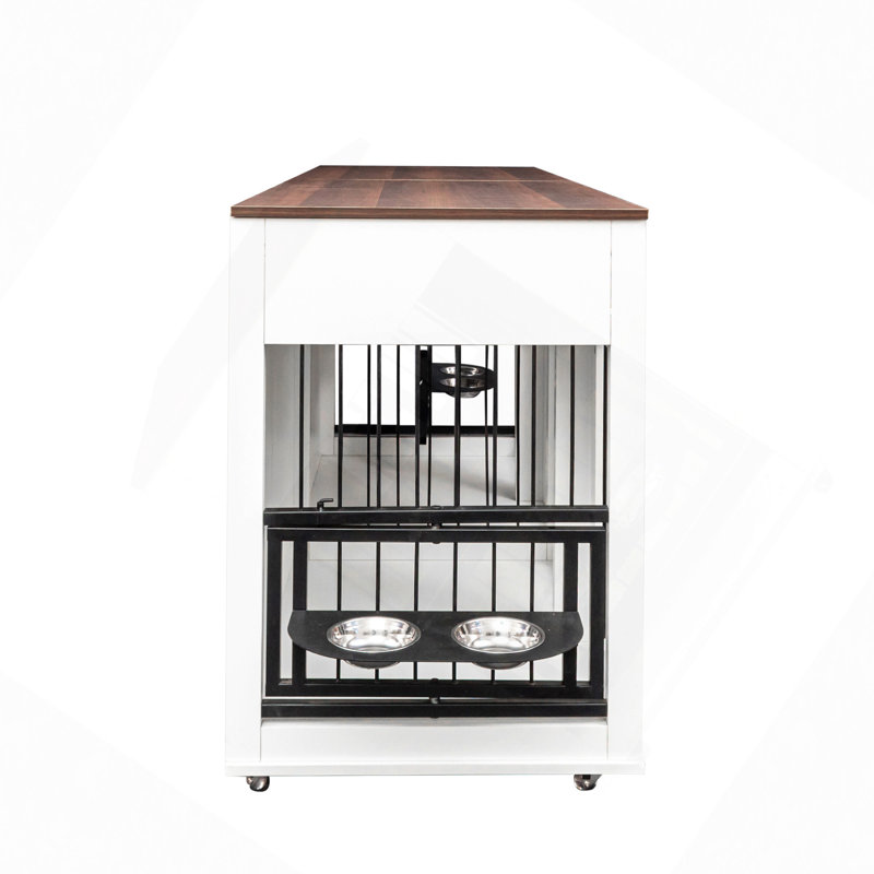 Cage pour chien, convenant aux chiens de taille moyenne à grande, cage de style meuble, avec cage en bois à double porte
