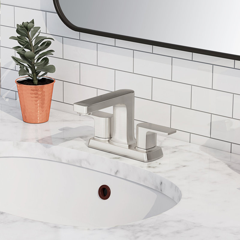 Dean Collection Two-Handle Centerset Bathroom Faucet with Drain Assembly - Brushed Nickel, Brushed Nickel