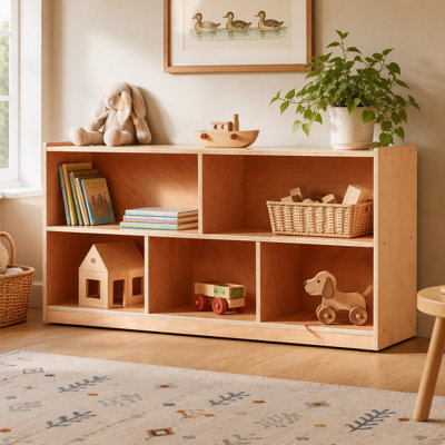 Armoire de rangement à 5 compartiments avec plateau mobile et 2 étagères, mobilier scolaire pour la maison, la garderie et la maternelle