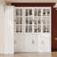 Armoire de coin avec portes en verre, organisateur de rangement de cuisine autoportant 78,7 po, tablettes réglables et compartiments fermés