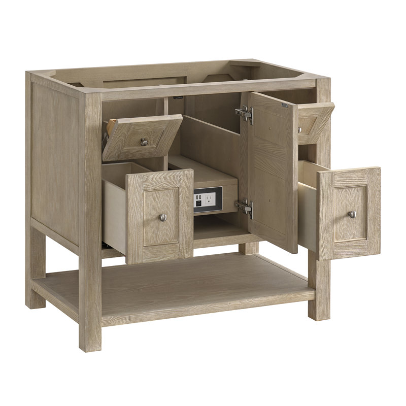 Breckenridge 36'' W Single Bathroom Vanity Base, Whitewashed Oak