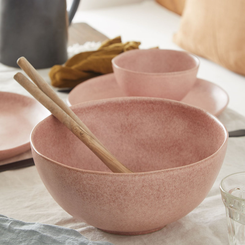 Livia Stoneware Serving Bowl, Mauve Rose