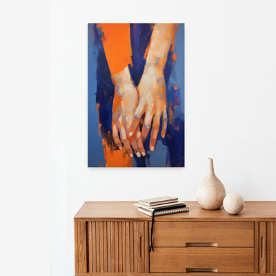 Abstrait, mains bleues abstraites, art mural contemporain audacieux