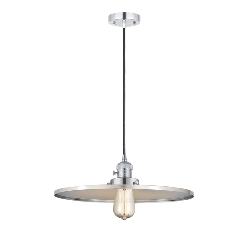 Luminaire suspendu simple 1 lumière, H 5,88 po x l 16 po x P 16 po, Chrome poli, Chrome poli