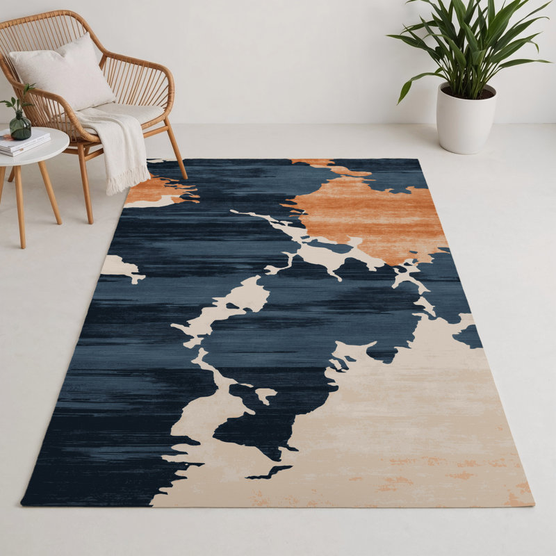 Tapis intérieur et extérieur beige Watercolor, Rectangle 5 pi x 7 pi