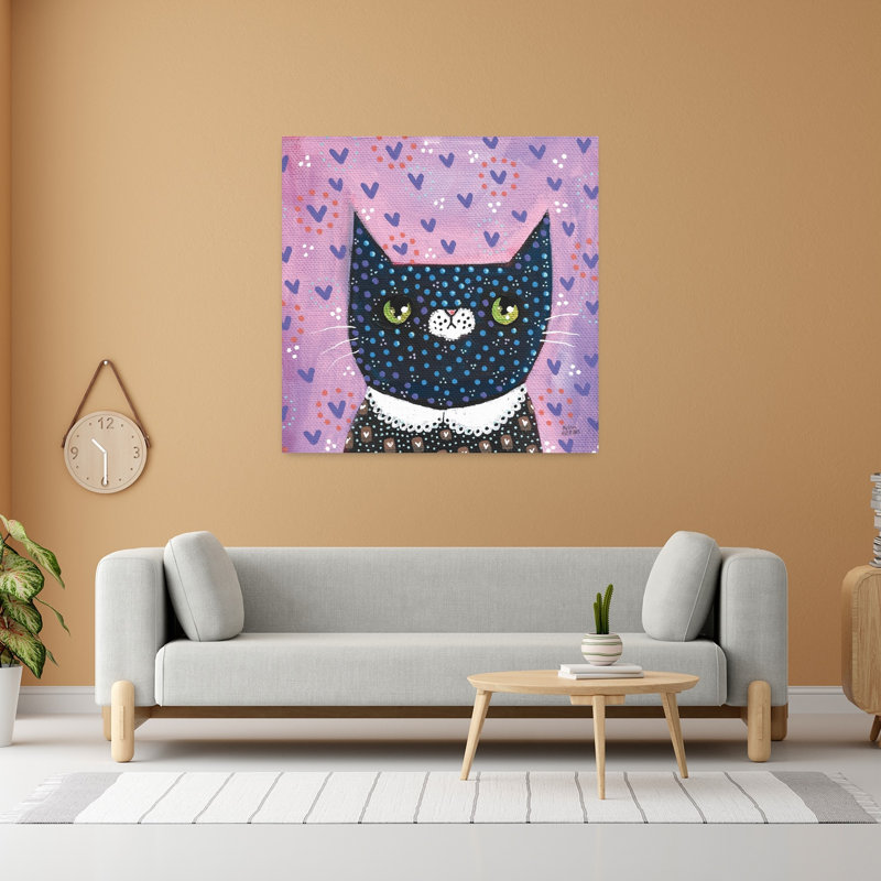 Kooky Cat I, art contemporain pour chat, H 48 po x l 48 po