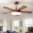 46" 5-Blade Walnut Modern Ceiling Fan with LED Light and Remote Control, 6-Speed,Reversible Airflow,Dimmable Lighting, Height Adjustable, Quiet for Living Room Bedroom-1391655945