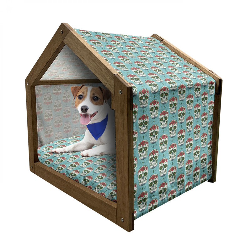 Niche pour chien en bois vert, H 32,28 po x l 39,37 po x P 28,35 po