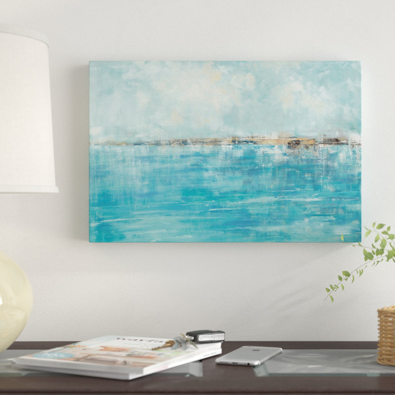 « seychelles », impression sur toile, H 32 po x l 48 po x P 1,5 po, Toile avec cadre noir, Pas de tapis