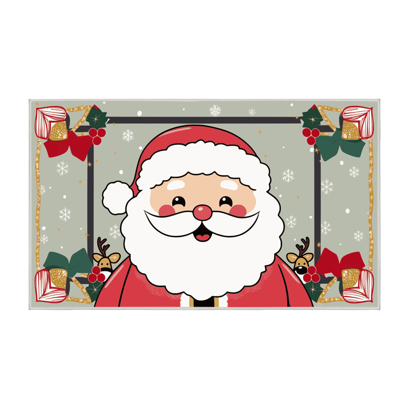 Tapis de vacances d'hiver de Noël lavable The Holiday Aisle®, Rectangle de 5 pi x 8 pi