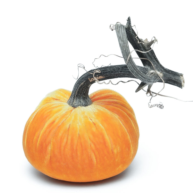 Carrot Silk Velvet Pumpkin, 7" H x 5" W x 5" D