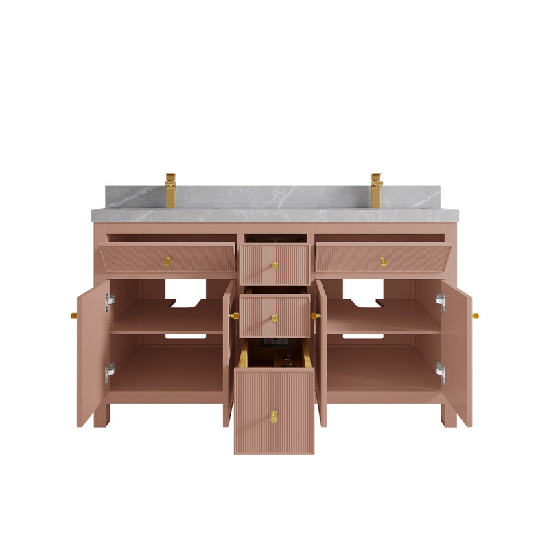 Sonoma X P 22 po De salle de bain double Quartz, 2 IN Pearl Gray, Warm Rose