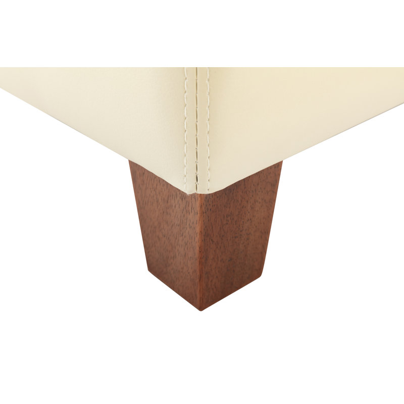 Borchert Faux Leather Ottoman, Cream Faux Leather