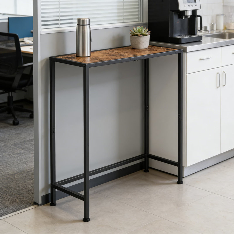 Industrial Narrow Console Table For Behind Couch - Space Saving Entryway Sofa Table With Rustic Wood Top For Hallway, Living Room, And Foyer