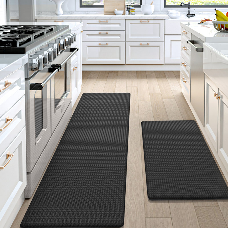 Vyolette Memory Foam Ant-Fatigue Non-Skid Kitchen Mat, Black