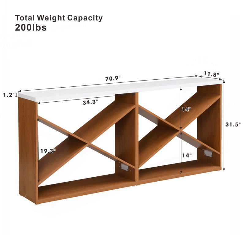 Farmhouse Console Table with Detachable Design and Storage