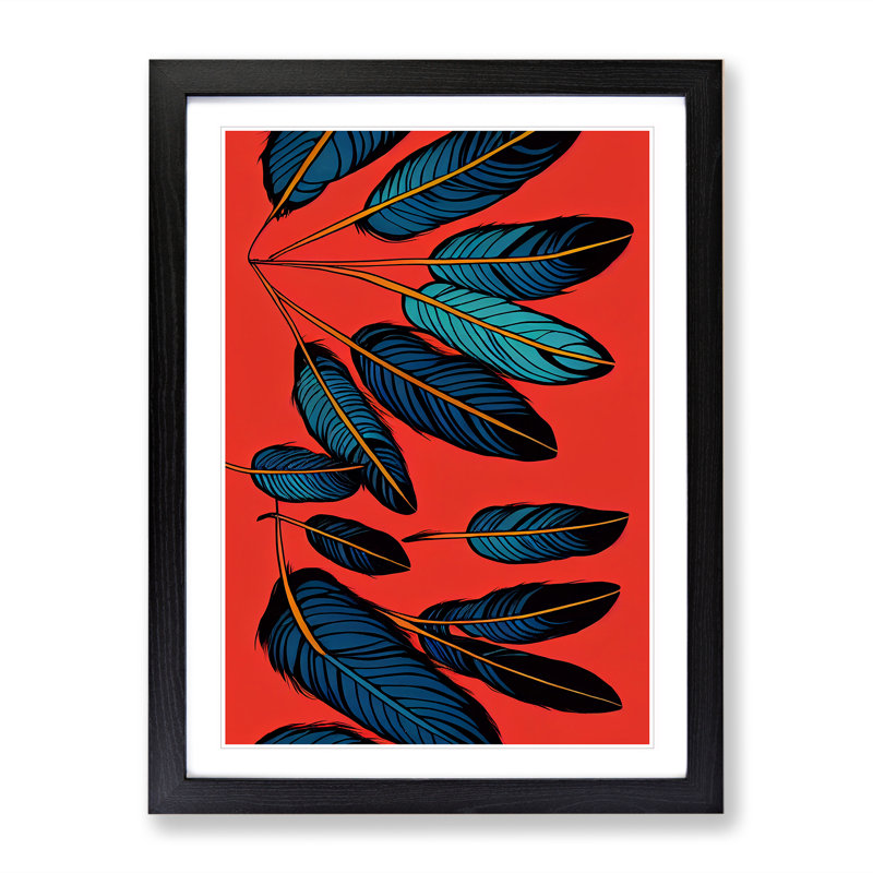 Artful Feathers - Single Picture Frame Print, Black Framed, 64cm H x 46cm W x 2cm D