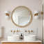 Miroir mural rond rond, miroir à cadre perlé en bois vieilli de 23,62 po pour hall d'entrée, salon, salle de bain, miroir décoratif de style maison de campagne